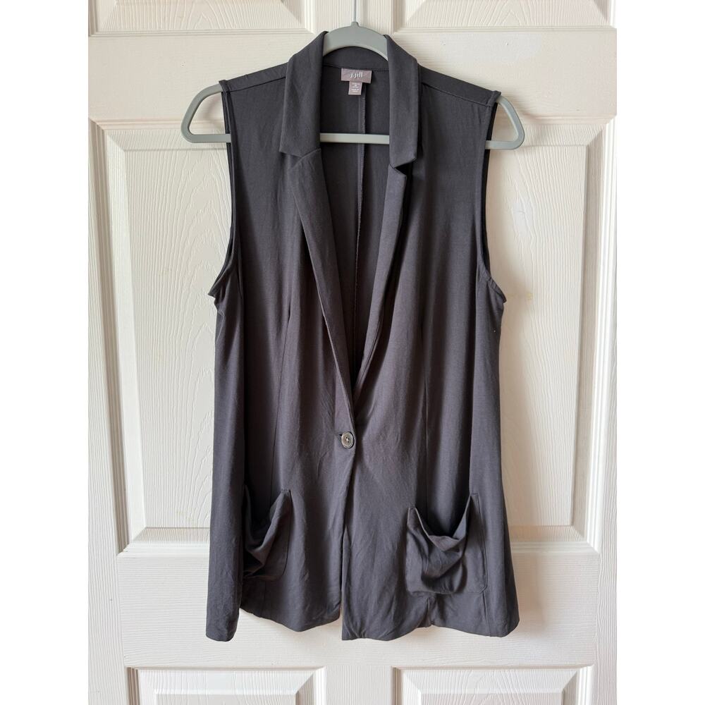 J‎ Jill Gray Stretch Longline Blazer Vest MP Petite Minimalist Layering